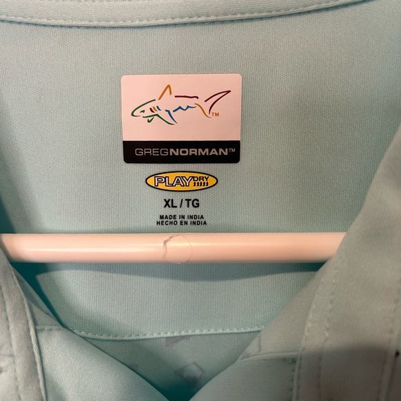 Greg Norman‎ Men Polo Golf Collared Shirt XL Golf Cart Design Short Sleeve Aqua - Picture 2 of 7